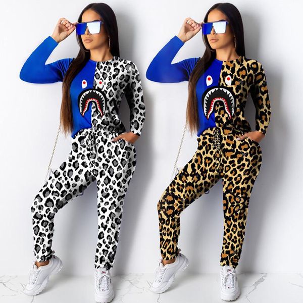 leopard shark print t shirt tracksuit women long sleeve t-shirt sweatshirt + pants trousers 2 piece set patchwork design outfits clothing, White
leopard shark print t shirt tracksuit women long sleeve t-shirt sweatshirt + pants trousers 2 piece set patchwork design outfits clothing, White