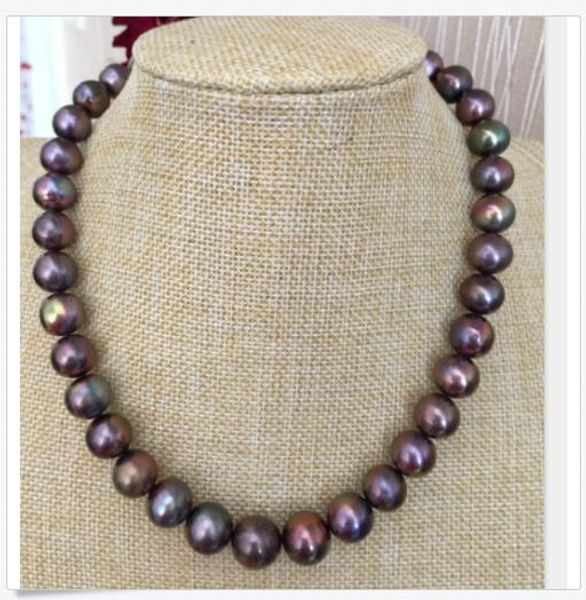 14k gold stunning 10-11mm south sea round black red pearl necklace 18inch, Silver 
14k gold stunning 10-11mm south sea round black red pearl necklace 18inch, Silver