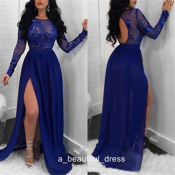 sheer long sleeves royal blue mermaid prom dresses new mermaid sequins appliques side split evening gowns backless ed1307, Black;red
sheer long sleeves royal blue mermaid prom dresses new mermaid sequins appliques side split evening gowns backless ed1307, Black;red