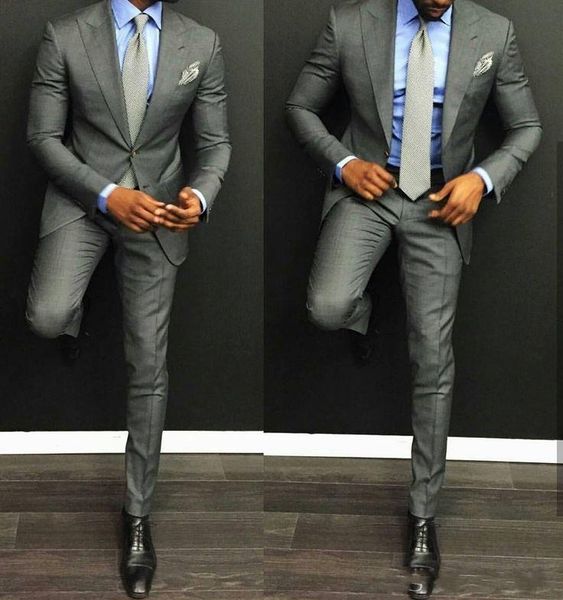 fashion light grey groom tuxedos excellent peak lapel groomsmen wedding jacket blazer men formal prom/dinner suit(jacket+pants+tie) 1204, Black;gray