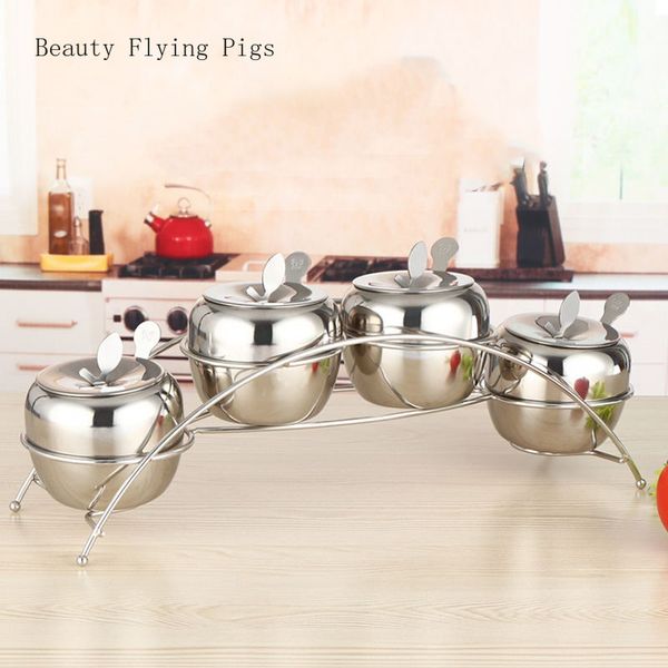 stainless steel sugar bowl casters seasoning jar container salt spice jar with lid spoon holder household multi-flavor set
stainless steel sugar bowl casters seasoning jar container salt spice jar with lid spoon holder household multi-flavor set