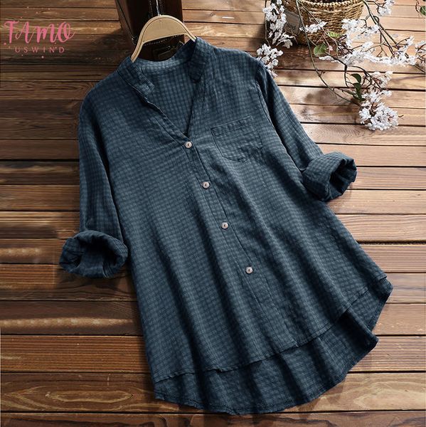 women blouses plaid casual v neck loose linen plus size plaid button tanic shirts women blouses women 2020 chemise femme, White
women blouses plaid casual v neck loose linen plus size plaid button tanic shirts women blouses women 2020 chemise femme, White