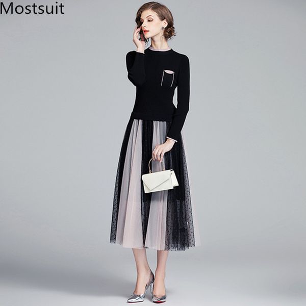 new arrival knitting fake two pieces long dress women long sleeve o-neck net yarn patchwork fashion vintage dresses vestido 2020, Black;gray
new arrival knitting fake two pieces long dress women long sleeve o-neck net yarn patchwork fashion vintage dresses vestido 2020, Black;gray