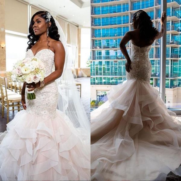 fabulous 3d-floral appliques plus size mermaid wedding dresses sweetheart backless court train tulle bridal gown with lace beads, White
fabulous 3d-floral appliques plus size mermaid wedding dresses sweetheart backless court train tulle bridal gown with lace beads, White