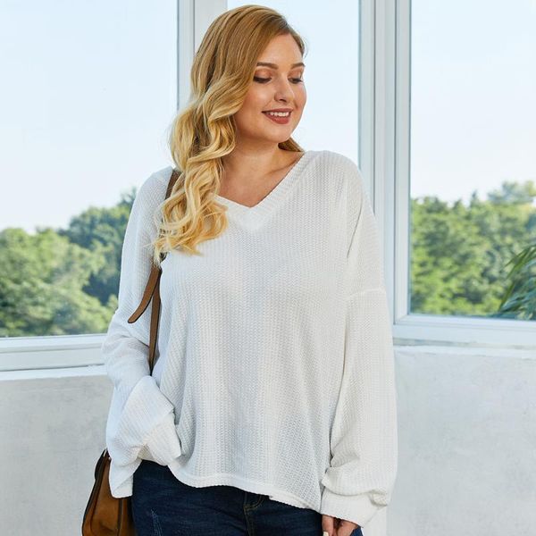 plus size sweater white knitted sweater ladies long sleeve v-neck pullovers long sleeve casual loose thin blouses women new, White;black 
plus size sweater white knitted sweater ladies long sleeve v-neck pullovers long sleeve casual loose thin blouses women new, White;black