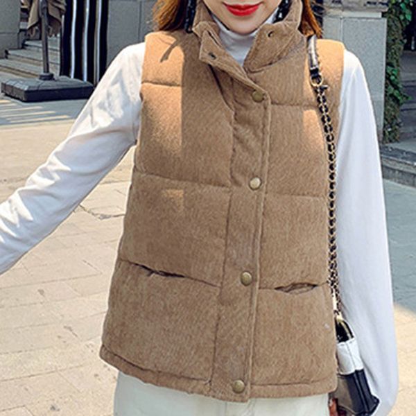 women fashion solid vest stand collar buttons sleeveless zipper gilet short coats ladies short vest down jacket colete feminino, Black;white
women fashion solid vest stand collar buttons sleeveless zipper gilet short coats ladies short vest down jacket colete feminino, Black;white