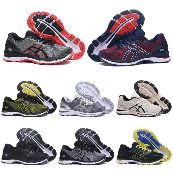 wholesale gel-nimbus 20 stability breathable running shoes for men black white grey red mens trainer fashion sports sneakers runner, White;red