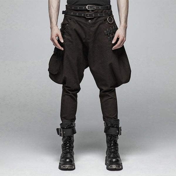 punkrave men's steampunk breeches punk style water-washing pu leather splicing make old stage performance trousers, Black
punkrave men's steampunk breeches punk style water-washing pu leather splicing make old stage performance trousers, Black