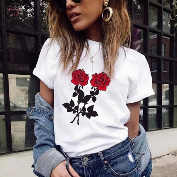 fashion red rose print t shirt women short sleeve o neck loose tshirt 2019 summer women tee shirt camisetas mujer, White
fashion red rose print t shirt women short sleeve o neck loose tshirt 2019 summer women tee shirt camisetas mujer, White
