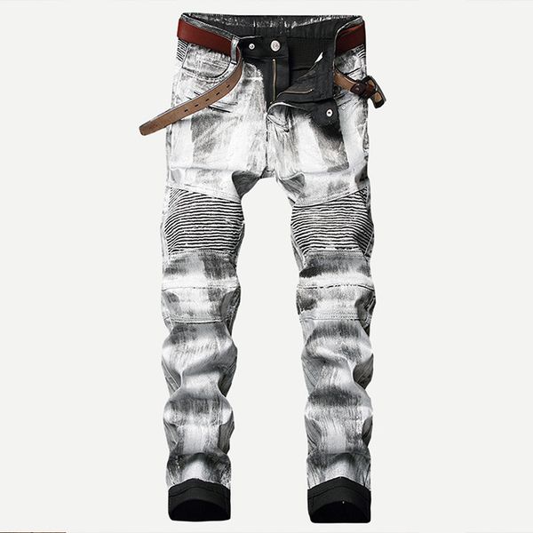 moruancle fashion men's coated biker jeans pants gold silver pleated motorcycle denim trousers for male plus size 28-40 straight, Blue
moruancle fashion men's coated biker jeans pants gold silver pleated motorcycle denim trousers for male plus size 28-40 straight, Blue