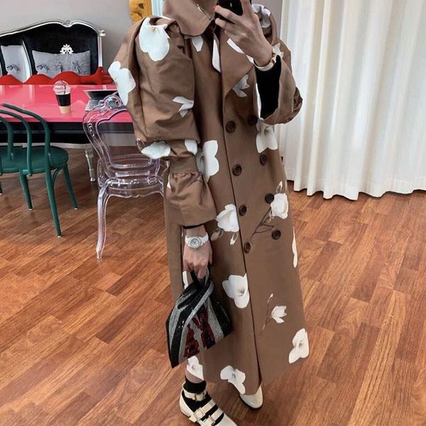 turn-down collar long trench coat outwear long sleeve ladies windbreaker floral print loose coat jacket, Tan;black
turn-down collar long trench coat outwear long sleeve ladies windbreaker floral print loose coat jacket, Tan;black