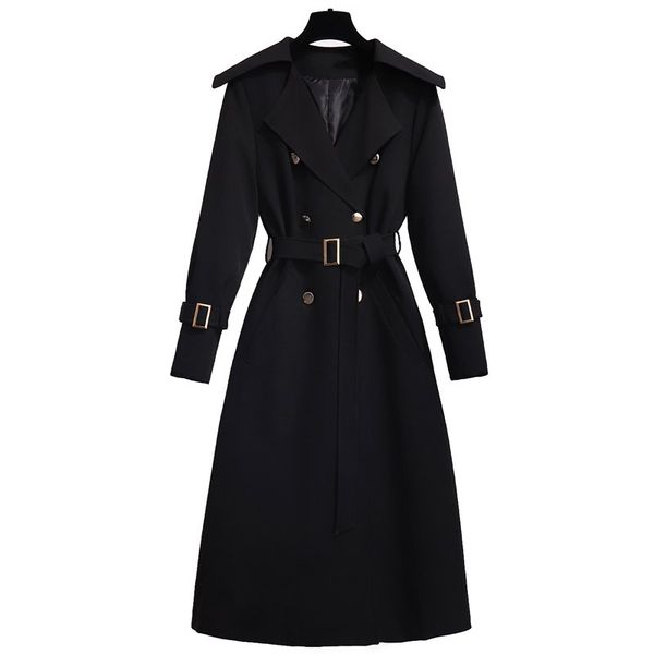 women's new windbreaker jacket long black over the knees female trench plus size s-2xl british style lapel trench jacket, Tan;black
women's new windbreaker jacket long black over the knees female trench plus size s-2xl british style lapel trench jacket, Tan;black