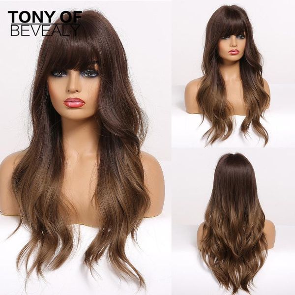long water wave ombre brown synthetic wigs with bangs heat resistant wigs for women african american cosplay natural hair, Black
long water wave ombre brown synthetic wigs with bangs heat resistant wigs for women african american cosplay natural hair, Black