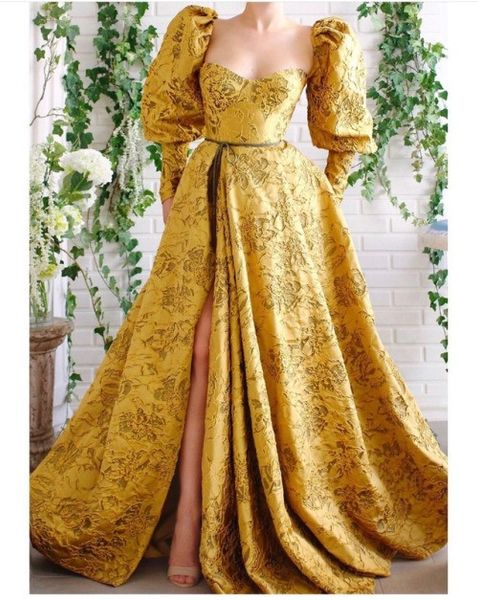 elegant puff sleeves lace formal evening dress women side split a-line long prom gown custom made, Black;red
elegant puff sleeves lace formal evening dress women side split a-line long prom gown custom made, Black;red