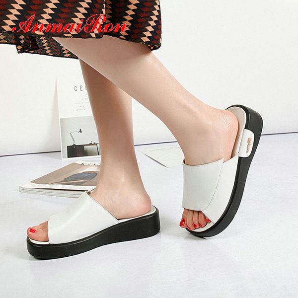 anmairon summer round toe solid slippers women genuine leather rubber fashion platform square heel outside shoes women 34-43, Black
anmairon summer round toe solid slippers women genuine leather rubber fashion platform square heel outside shoes women 34-43, Black