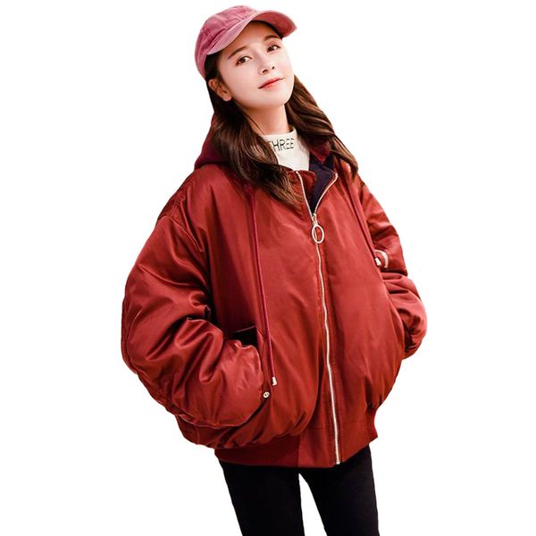 both two sides can be wear short parkas 2018 winter coat women jackets and coats female outerwear ladies coats slim girl jackets, Black 
both two sides can be wear short parkas 2018 winter coat women jackets and coats female outerwear ladies coats slim girl jackets, Black