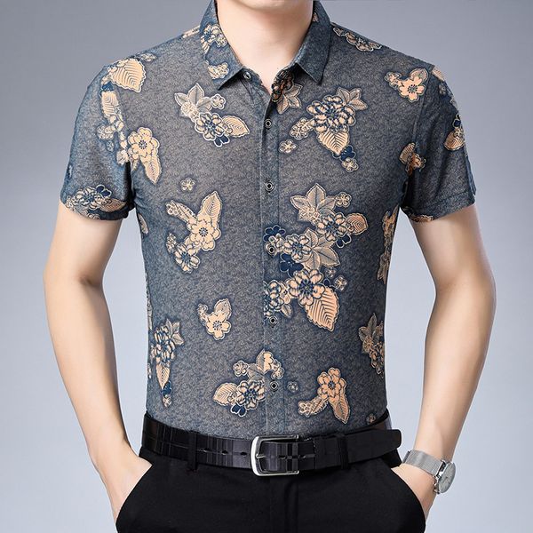 men's casual shirts c-6631 floral leaves pattern printing fashion short sleeve shirt summer quality smooth breathable icy luxury men, White;black
men's casual shirts c-6631 floral leaves pattern printing fashion short sleeve shirt summer quality smooth breathable icy luxury men, White;black