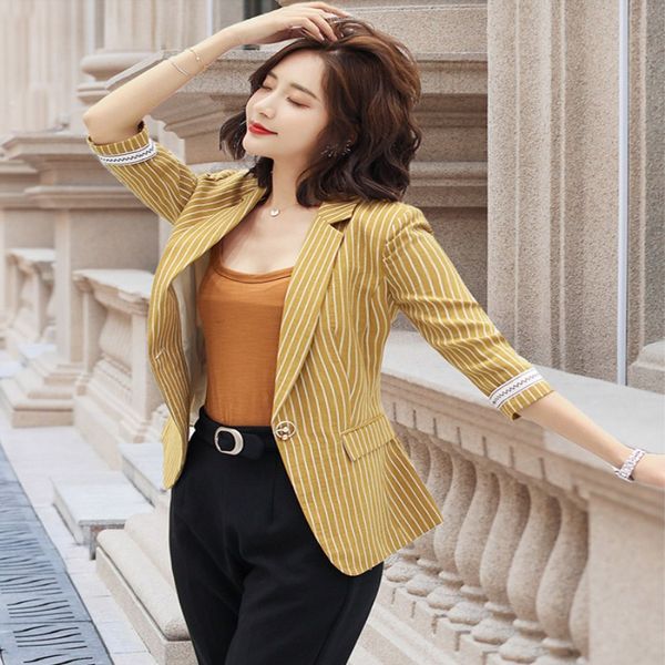 fashion stripes blazer women 2019 new summer casual formal half sleeve jacket office ladies plus size coat women, White;black
fashion stripes blazer women 2019 new summer casual formal half sleeve jacket office ladies plus size coat women, White;black
