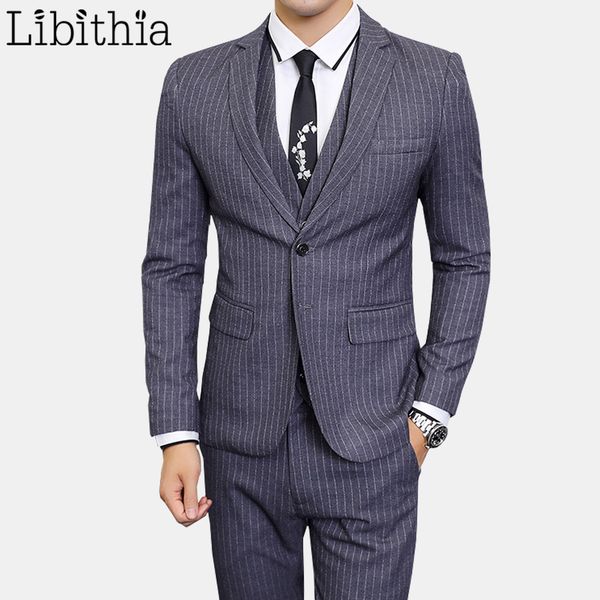 men stripe suits slim fit big size m-6xl luxury blazer vest pant grey dark blue black 3 pieces a60, White;black 
men stripe suits slim fit big size m-6xl luxury blazer vest pant grey dark blue black 3 pieces a60, White;black