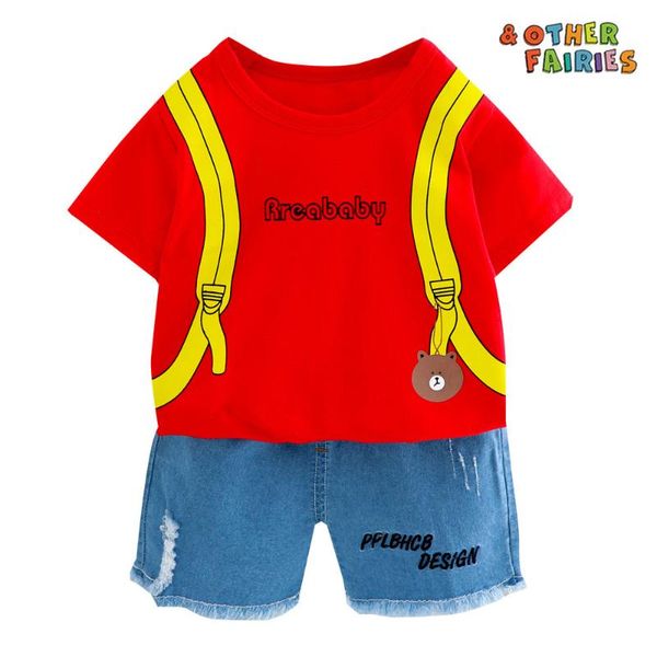 baby boy clothing summer new short-sleeved shorts two-piece cartoon bear letter printed denim shorts casual baby boy suit, White
baby boy clothing summer new short-sleeved shorts two-piece cartoon bear letter printed denim shorts casual baby boy suit, White