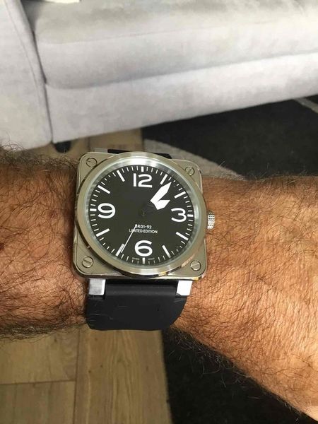 46mm square automatic mechanical watch aviation type military br01-92 br01 01-92 men's watches stainless steel wristwatch rubber strap, Slivery;brown
46mm square automatic mechanical watch aviation type military br01-92 br01 01-92 men's watches stainless steel wristwatch rubber strap, Slivery;brown