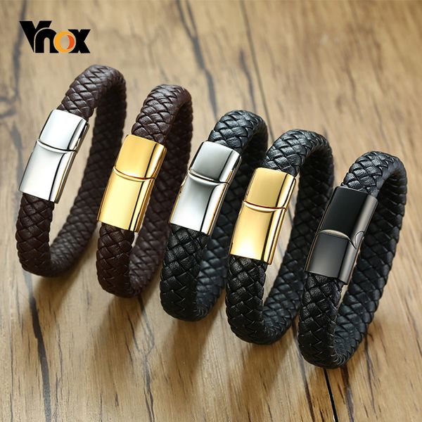 vnox men's stylish black/brown braided leather bracelet stainless steel magnetic clasp punk bangles 19/21cm, Golden;silver
vnox men's stylish black/brown braided leather bracelet stainless steel magnetic clasp punk bangles 19/21cm, Golden;silver