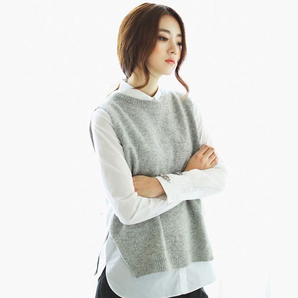 women's vests 2021 autumn winter loose sweater knitted vest sleeveless solid casual pullovers korean style outwear femme sueter mujer i, Black;white
women's vests 2021 autumn winter loose sweater knitted vest sleeveless solid casual pullovers korean style outwear femme sueter mujer i, Black;white