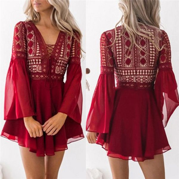 jaycosin 2019 summer dress women lace long sleeve a-line dress bandage party fashion casual may23#4, Black;gray
jaycosin 2019 summer dress women lace long sleeve a-line dress bandage party fashion casual may23#4, Black;gray