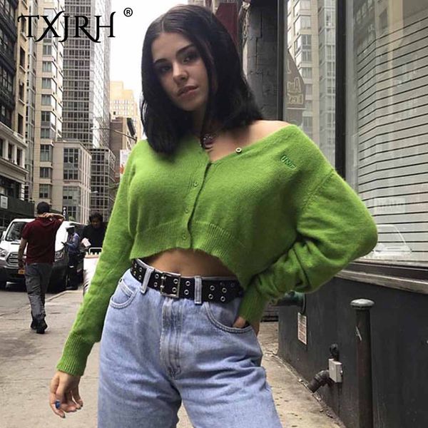 txjrh short jumper sweater long sleeve knitted deep v-neck single-breasted stylish unfi letter embroidery crop 4 color, White
txjrh short jumper sweater long sleeve knitted deep v-neck single-breasted stylish unfi letter embroidery crop 4 color, White