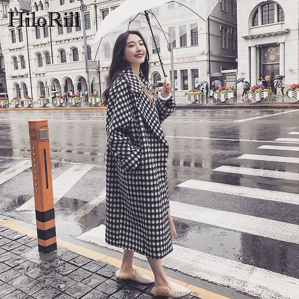 women casual wool blend trench coat 2019 winter warm plaid vintage woolen coat oversize loose outwear jacket, Black
women casual wool blend trench coat 2019 winter warm plaid vintage woolen coat oversize loose outwear jacket, Black