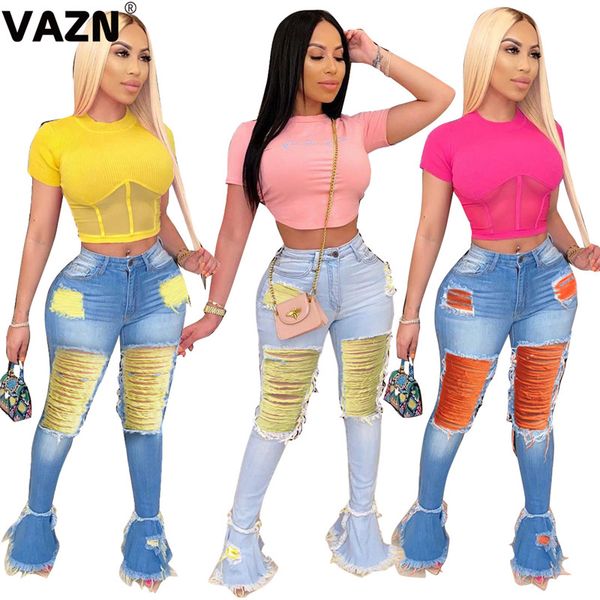 vazn special design 2020 summer lady 3 colors solid long flare pants mid waist button skinny pants hole jean, Black;white
vazn special design 2020 summer lady 3 colors solid long flare pants mid waist button skinny pants hole jean, Black;white