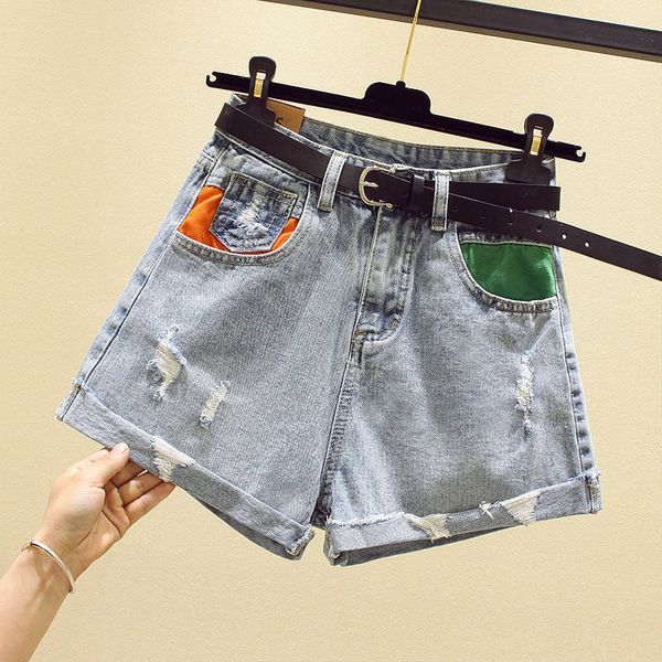 2020 summer denim shorts women high waist jean shorts female loose hole jeans with pockets casual, White;black
2020 summer denim shorts women high waist jean shorts female loose hole jeans with pockets casual, White;black