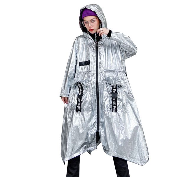 qing mo black silver women hooded coat 2020 women streetwear loose outwear female spring thin coat zqy3114, Tan;black
qing mo black silver women hooded coat 2020 women streetwear loose outwear female spring thin coat zqy3114, Tan;black