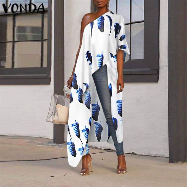women's blouses & shirts women bohemian 2021 vonda summer one off shoulder vintage printed casual loose party blusas femme, White
women's blouses & shirts women bohemian 2021 vonda summer one off shoulder vintage printed casual loose party blusas femme, White