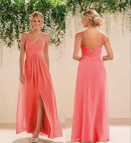 coral chiffon country long a line bridesmaids dresses spaghetti straps backless crystals beaded prom gowns bridesmaid dresses, White;pink
coral chiffon country long a line bridesmaids dresses spaghetti straps backless crystals beaded prom gowns bridesmaid dresses, White;pink