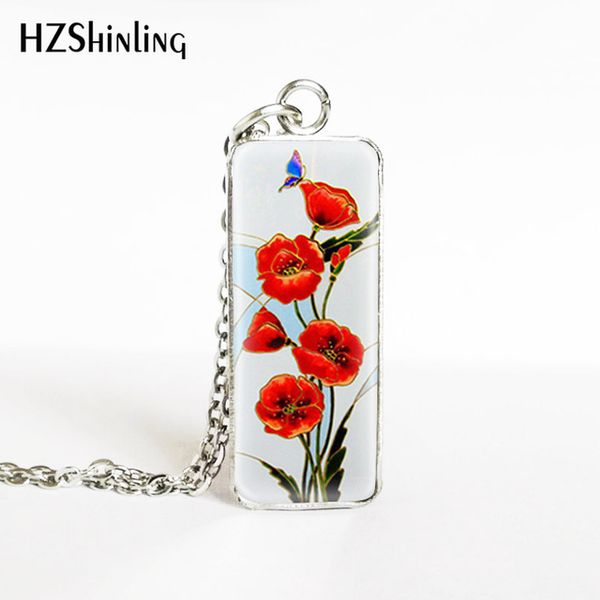 2019 new red pink poppies flowers paintings rectangle pendants hand craft vintage red poppies jewelry pendant necklace, Silver
2019 new red pink poppies flowers paintings rectangle pendants hand craft vintage red poppies jewelry pendant necklace, Silver