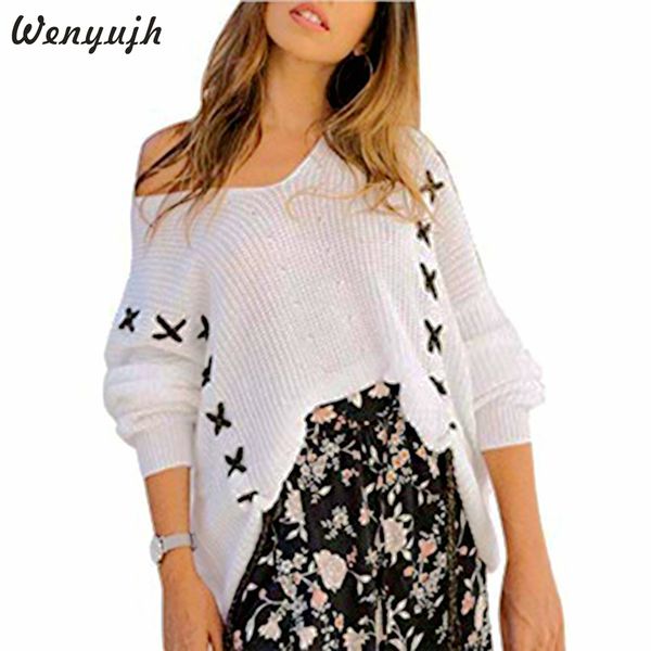 wenyujh 2019 womens off the shoulder sweater rib knitted loose pullover sweater female spring autumn v neck, White;black
wenyujh 2019 womens off the shoulder sweater rib knitted loose pullover sweater female spring autumn v neck, White;black