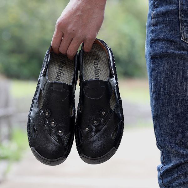 summer band men sandals genuine leather beach sandals outdoor breathable roman men's slippers shoes men big size 48, Black
summer band men sandals genuine leather beach sandals outdoor breathable roman men's slippers shoes men big size 48, Black