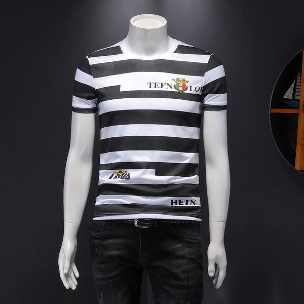 short-sleeved men's 2020 summer new double mercerized cotton personality badge stripes printed casual round neck t-shirt shirt men, White;black
short-sleeved men's 2020 summer new double mercerized cotton personality badge stripes printed casual round neck t-shirt shirt men, White;black