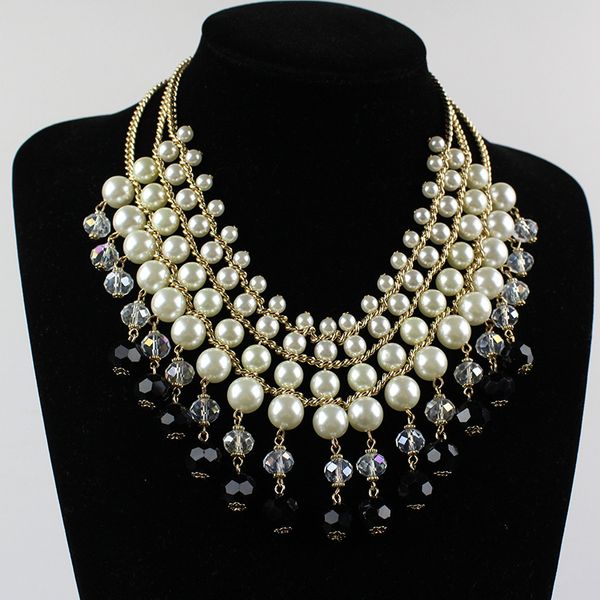 fashion exaggerated false collar tassel necklace luxury multilayer crystal pearl necklace gift for friend jewelry accessories, Silver
fashion exaggerated false collar tassel necklace luxury multilayer crystal pearl necklace gift for friend jewelry accessories, Silver