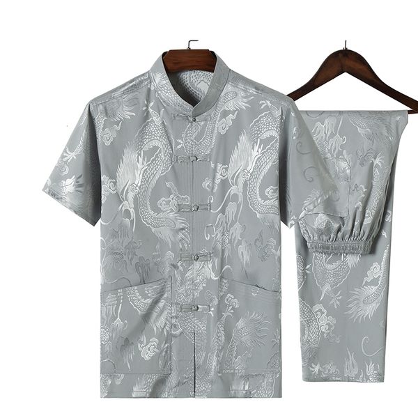 middle-aged and old-aged mens tang suit two-piece chinese style men imitation silk embroidered shirt and pant loose design, Gray
middle-aged and old-aged mens tang suit two-piece chinese style men imitation silk embroidered shirt and pant loose design, Gray