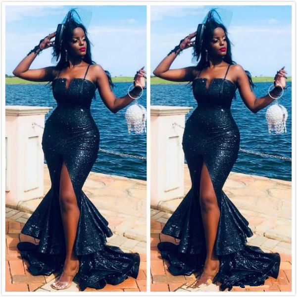navy blue evening dresses spaghetti mermaid prom dresses high split sequined formal party bridesmaid pageant gowns robe de soiree, Black
navy blue evening dresses spaghetti mermaid prom dresses high split sequined formal party bridesmaid pageant gowns robe de soiree, Black