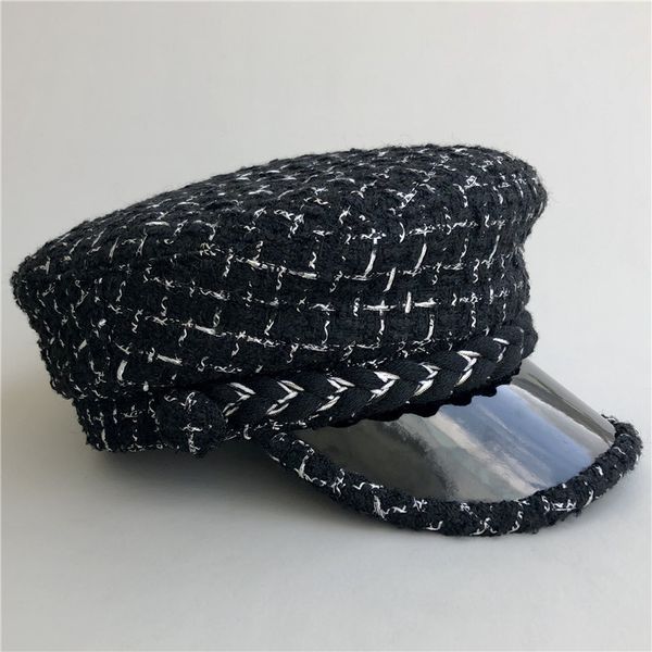 black white stripe tweed military hat 2019 new style women hat flat knit winter cap female casual beret hat casquette, Blue;gray
black white stripe tweed military hat 2019 new style women hat flat knit winter cap female casual beret hat casquette, Blue;gray