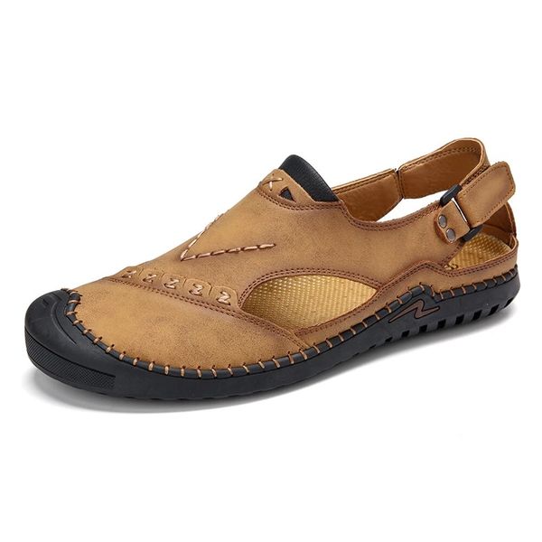 men sandasl summer casual outdoor sandals genuine leather sewing beach shoes closed toe non slip roman sandals plus size 38-48, Black
men sandasl summer casual outdoor sandals genuine leather sewing beach shoes closed toe non slip roman sandals plus size 38-48, Black