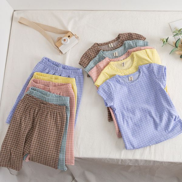 kids children pajamas boys girls clothing set toddler plaid pjs 2020 summer t-shirt and pants sets sleepwear nightwear homewear, Blue;red
kids children pajamas boys girls clothing set toddler plaid pjs 2020 summer t-shirt and pants sets sleepwear nightwear homewear, Blue;red