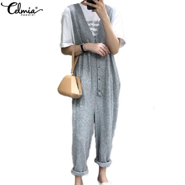 celmia plus size overalls long jumpsuits 2020 summer women rompers sleeveless playsuits casual elastic buttons harem pants, Black;white
celmia plus size overalls long jumpsuits 2020 summer women rompers sleeveless playsuits casual elastic buttons harem pants, Black;white