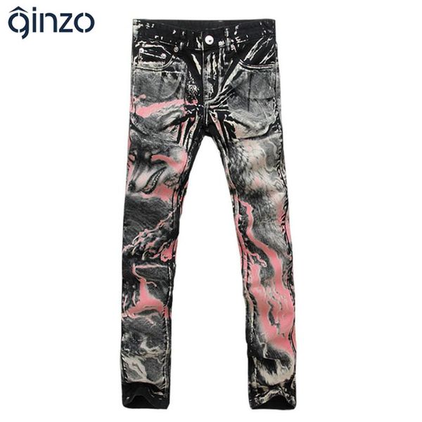 men's print jeans red wolf pattern cool denim pants fashion flower stretched long trousers ing, Blue
men's print jeans red wolf pattern cool denim pants fashion flower stretched long trousers ing, Blue