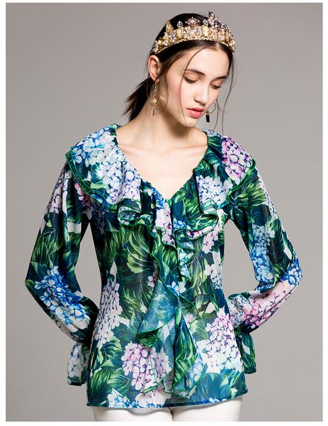 customize made women long sleeve women and blouses summer 2019 runway floral print green shirt plus size xxxl, White
customize made women long sleeve women and blouses summer 2019 runway floral print green shirt plus size xxxl, White