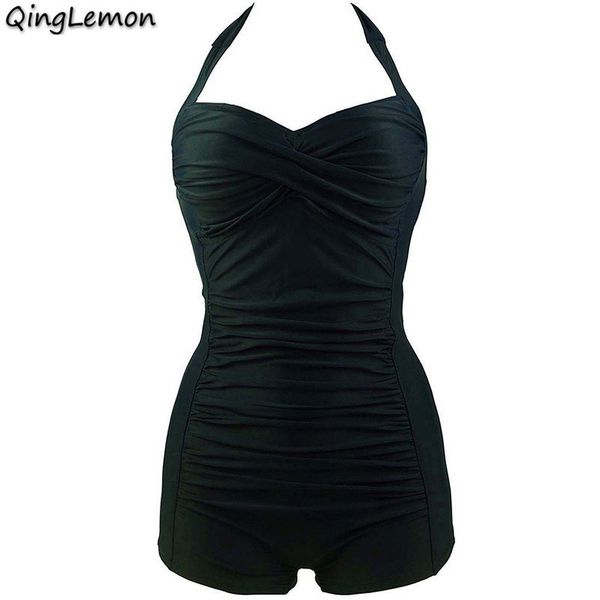 swimwear women one piece halter monokini padded bra boxer swimsuit solid beachwear plus size sportswear to 4xl y19062901, White;black
swimwear women one piece halter monokini padded bra boxer swimsuit solid beachwear plus size sportswear to 4xl y19062901, White;black