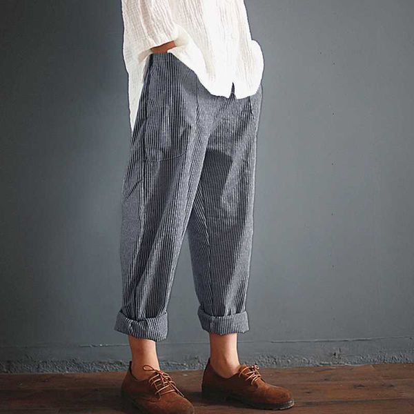 pockets loose striped cotton linen long harem pants women elastic waist casual cargo pantalon overalls trousers plus size casual, Black;white
pockets loose striped cotton linen long harem pants women elastic waist casual cargo pantalon overalls trousers plus size casual, Black;white